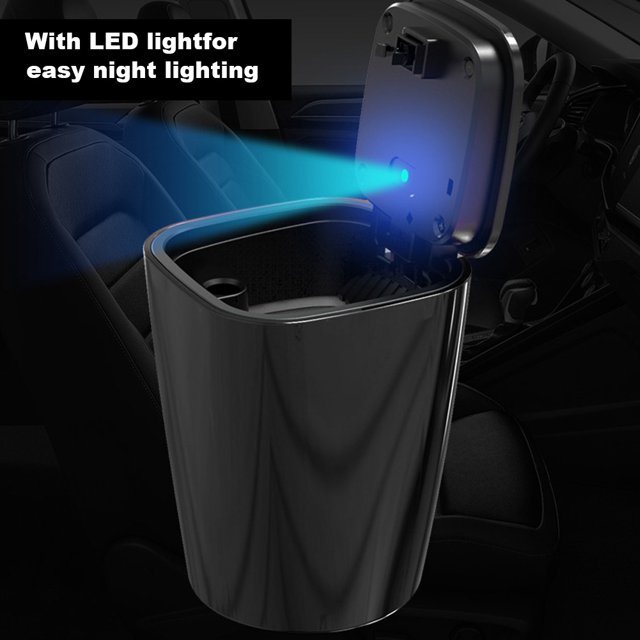LED Car Ashtray Cup Holder with LED Light, Portable Double Layer Inner Box, OneHanded Operation, Night Lighting, Cleaning Stick, Great Design for Cigar Smoking While Driving,