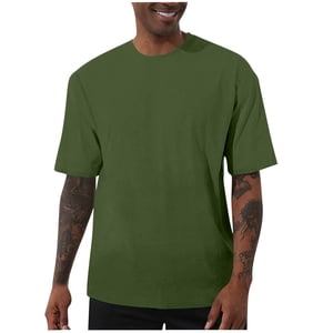 Cfhntfmh T Chemises Grandes et Grandes Manches Courtes Casual Col d'équipage T-Shirt Soft Loose Comfy Tee Classic Plain Shirts pour homme