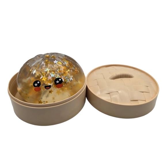 Glitter Dumpling Squishy Mystery Box, Bao Bun Squishy Toy with Box, Jumbo Stress Relief Sensory Fidget Toy for Adults, Soft Squeeze Anxiety Relief Ball, Gold