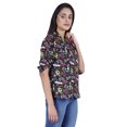 thumbnail image 3 of Moomaya Womens Printed Top Roll-Up&nbsp;Sleeve Collar Neck Button-Down Shirt, 3 of 7