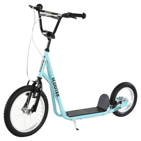 Aosom Trottinette pour Jeunes avec Guidon Ajustable et Roue en Caoutchouc Gonflable de 16 Pieds' pour Enfants et Ados de 5+ Ans, Bleu