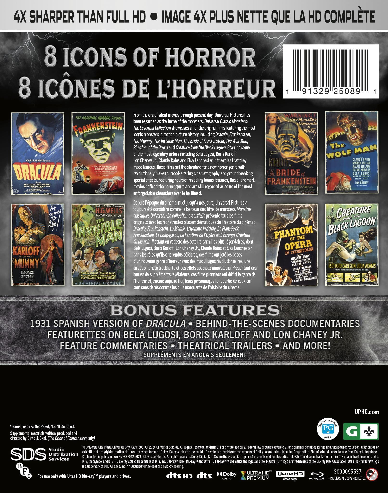 Universal Classic Monsters: The Essential Collection (4K Ultra HD), starring Boris Karloff, Claude Rains, and Colin Clive [2024]