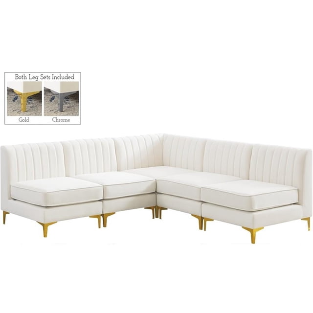 Meridian Furniture Alina Sectionnel Modulaire en Velours Crème