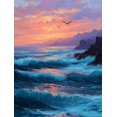 thumbnail image 1 of Qisvanset Night Storm Ocean Canvas Print 12x16 Inch Study Room Decor, 1 of 8