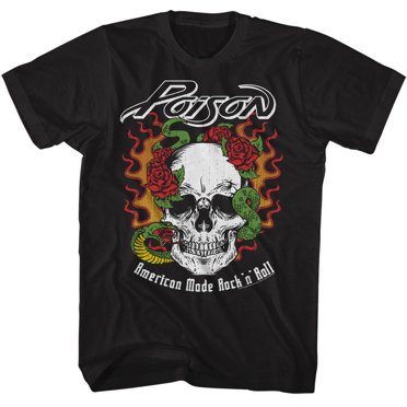 Poison Flame Skull With Snake Black Adult T-Shirt