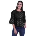 thumbnail image 4 of Moomaya T-Shirt à Col Rond pour Femmes à Manches Évasées, Haut Court en Coton Imprimé, Haut Décontracté, 4 of 4