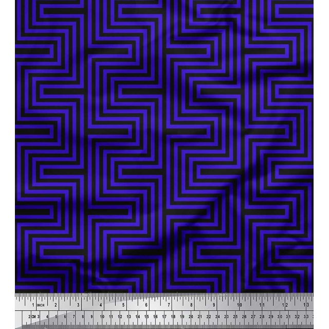 Soimoi Rayon Fabric Square & Spiral Geometric Decor Fabric Printed Yard 42 Inch Wide