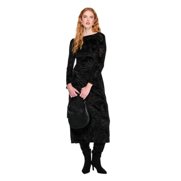 Robe longue en velours teint par dévorage George pour femmes
