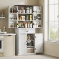 thumbnail image 2 of HOMCOM Armoire de Garde-Manger de Cuisine Style Ferme avec Lumière, Armoire de Rangement, Blanc, 2 of 10