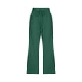thumbnail image 3 of Plebaso Womens Elastic Waist Capris Pants Solid Color Straight Wide Leg Trousers With Pockets Ladies Casual Trousers, 3 of 5