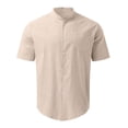 thumbnail image 3 of TopLLC Polo pour Homme Chemise en Lin Décontractée Col Officier Manche Courte Chemise Boutonnée, 3 of 4