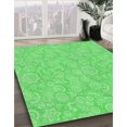 thumbnail image 3 of Ahgly Tapis Rond Lavable en Machine Intérieur Transitionnel Vert Néon, 8 Pieds Rond, 3 of 7