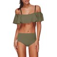 thumbnail image 1 of Bikinis Sets for Women Womens Ruffled Bikini Solid Color Swimsuit Set With Suspender One Shoulder Two-Piece Swimsuit, 1 of 1