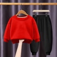 thumbnail image 3 of Pisexur Ensemble 2 Pcs pour Bébé Filles Garçons Automne Hiver Mode Décontractée Polaire Couleur Unie Manches Longues Col Rond Chandails en Molleton et Pantalons Vêtements de Détente Ensemble de Survêtement pour Enfants 3-8 Ans, 3 of 4
