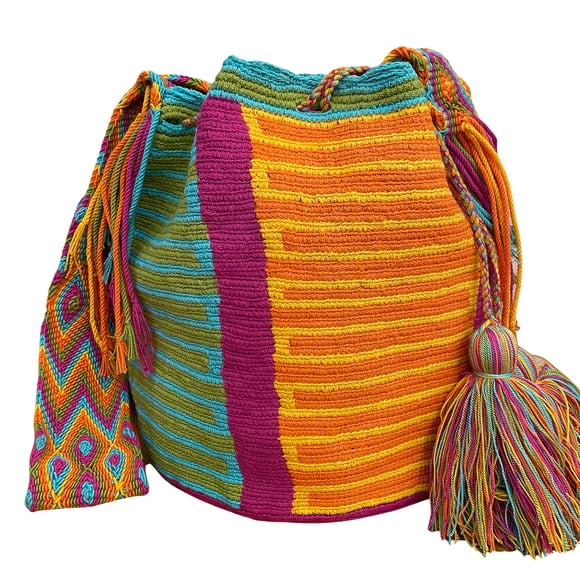 Colombian Handbags, Mochila Wayuu, 100% Original Colombian Cotton Handmade Bucket Bag (8#)