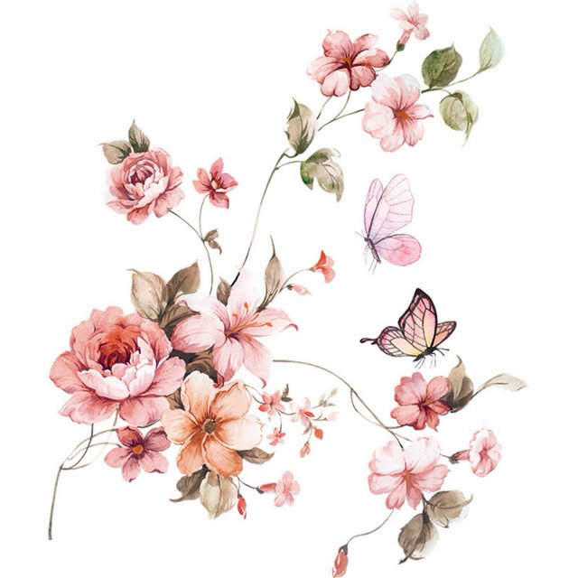 Romantic Flowers Wall Sticker for Bathroom Toilet Seats Fridge Cupboard Decal