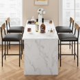 thumbnail image 4 of Bar Stools Set of 6, Kitchen Bar Stools with Footrest, 25.5 Inches Upholstered Bar Chairs with Back, 6 Counter Height Barstools for Counter Bar, Island, Easy Assembly, Rustic Brown, 4 of 6