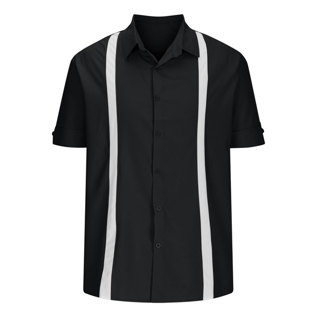 Birdeem Chemisier Décontracté pour Homme à Contraste de Couleurs, Col Rabattu, Boutonné, Manches Courtes, Haut, Chemise