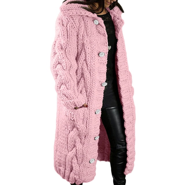XZNGL Womens Long Sleeve Tops Womens Long Sleeve Cable Knit Long Cardigan Open Front Button Sweater Outerwear Open Front Cardigan for Women Womens Tops Long Sleeve Long Sleeve Womens Tops