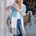 thumbnail image 1 of Womens Cardigans Lightweight Ladies Paneled Contrast Striped Pocket Cardigan Long Jacket on Clearance, 1 of 7
