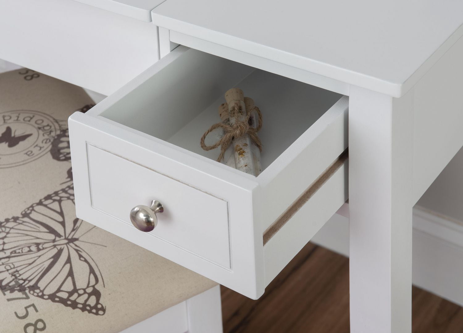 Ensemble de Vanité de Banc Joanna Butterfly en Blanc