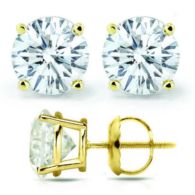 1.00 Cttw Igi Certifiés Clous à Vis en Or Jaune 14K