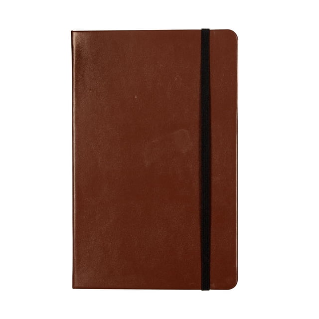 Lien PG LTHR Brun JOURNAL Présentant une Couverture en Similicuir Brun Lisse avec une Fermeture à Bande Élastique Noire, Format 8,25 par 5,25 Pouces, Contenant 120 Feuilles Lignées et un Signet Ruban pour une Organisation Facile, Convient à la Prise de Notes, au JOURNAL Intime Ou comme JOURNAL de Travail.
