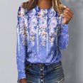 thumbnail image 2 of CEHVOM Femmes Dames Col Rond Hauts Amples T-Shirts Décontractés à Imprimé Blouse à Manches Longues Liquidation, 2 of 5