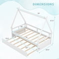 thumbnail image 3 of Gymax Lit Cabane Format Simple avec Tiroir-Lit Toit et Garde-Corps de Sécurité Support à Lattes en Bois Blanc, 3 of 10