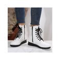 thumbnail image 4 of Woobling Womens Comfortable Ankle Boots Work Lace Up Boot Slip Resistant Leather Booties White 4.5, 4 of 9