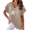 thumbnail image 1 of Birdeem Femme Été Aguichant Mode Imprimé Régulier Col en V Femme Manches Courtes Haut Blouse, 1 of 6