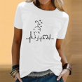 thumbnail image 2 of TSADFHJI Débardeurs d'Entraînement pour Femmes avec Soutien-Gorge Intégré Femmes Printemps Été T-Shirt à Manches Courtes à Col Rond Imprimé Chats Haut S Blanc, 2 of 5