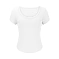 thumbnail image 3 of GigrtiJin Womens Short Sleeve U-Neck Tops Summer Ribbed Slim Basic Fashion T Shirt Solid Color Trendy Soft Blouse, 3 of 6