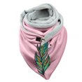 thumbnail image 1 of Women Feather Print Cotton Winter Warm Button Up Scarf, 1 of 3
