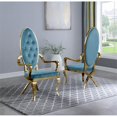 thumbnail image 2 of Chaises à Accoudoirs Capitonnées en Velours Bleu Sarcelle et Acier Inoxydable Doré (Lot de 2), 2 of 2