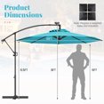 thumbnail image 3 of Gymax 10Ft Offset Hanging Umbrella Patio Outdoor w/ 32 Solar LED Lights Turquoise, 3 of 10
