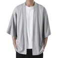 thumbnail image 1 of Men's Solid Drop Shoulder Kimono Jacket Open Front Cardigan Cloak Wool Cardigan Sweater Button Button up Cardigan for Men Button up Sweater for Men Mens Cardigan Cardigan Sweater Mens Mens Cardigan, 1 of 4