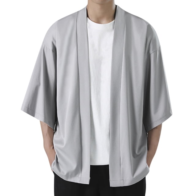 Men's Solid Drop Shoulder Kimono Jacket Open Front Cardigan Cloak Wool Cardigan Sweater Button Button up Cardigan for Men Button up Sweater for Men Mens Cardigan Cardigan Sweater Mens Mens Cardigan