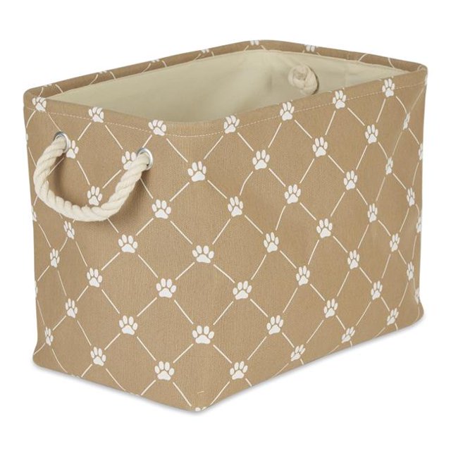Design Imports CAMZ14241 Polyester Trellis Paw Rectangle Pet Bin, Taupe