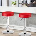 thumbnail image 2 of Costway 1 PC Round Bar Stool Adjustable Swivel Pub Chair U Leather with Footrest Red, 2 of 10