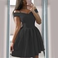 thumbnail image 2 of Off Shoulder Dress for Women Womens Solid Color Bra Off Shoulder Dress Waist Pleated Dress Dress Large Ball Dress Off the Shoulder Dress for Women Cold Shoulder Dress for Women, 2 of 7