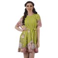 thumbnail image 1 of Moomaya Moss Georgette Bell Sleeves Short A-Line Printed Summer Dress For Women, 1 of 4