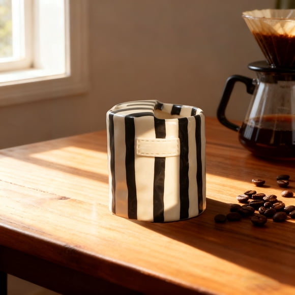 Hand Painted Striped Ceramic Coffee Mug 10oz Retro Art Porcelain Cup For Coffee Tea Heat Non Durable Home Kitchen Dining Valentine’s Day