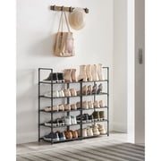 SONGMICS Shoe Rack, 10-Tier Shoe Shelf, Shoe Storage Organizer, Metal Frame, Non-Woven Fabric Shelves, for Entryway, Bedroom, 28 x 45 x 173 cm, Black