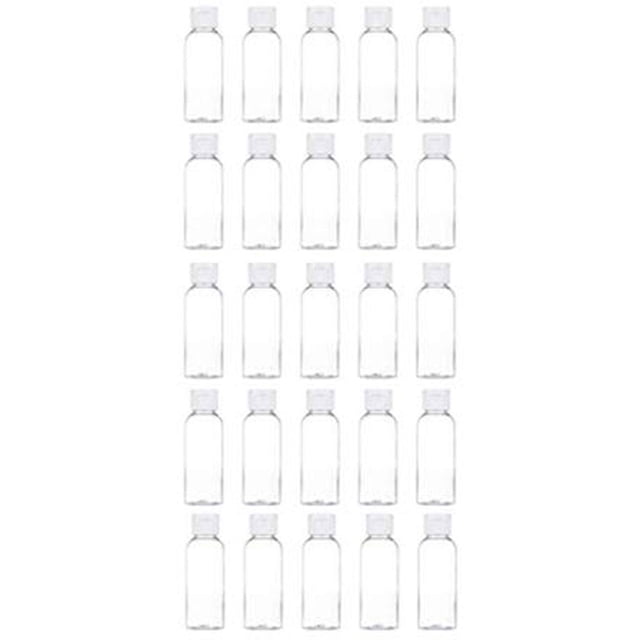 BMYJ 25 Pcs Bouteilles Vides en Plastique de 2 Oz avec Bouchon Rabattable Petites Bouteilles Format Voyage Bouteilles de Savon Liquide pour les Mains Contenant de Voyage Rechargeable pour Shampoing Savon pour le Corps (Transparent)