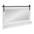 thumbnail image 1 of Kate and Laurel Cates Farmhouse Horizontal Pub Mirror with Shelf and Hooks, 42 x 27, White, Decorative Coastal Wall Mirror with Rustic Functional Storage, 1 of 9