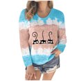 thumbnail image 2 of Hauts pour Femmes 2023 T-Shirt Imprimé Patchwork Col Rond Décontracté Blouse en Solde, 2 of 7