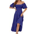 thumbnail image 2 of Robes pour Femmes 2024 Été Surdimensionnée Unie Taille Haute Manches Bouffantes Robe à Taille Enveloppée Rabais de 50 % Liquidation!, 2 of 5