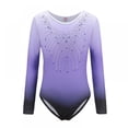 thumbnail image 1 of Greyghost Children Kids Girls Long Sleeve Leotards, Bright Color Patterned Gradient Ballet Practice Dance Wear Costumes, Athletic Gymnastics Bright Color Body Suits, 1 of 19