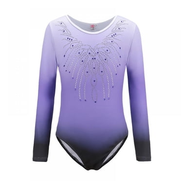 Greyghost Justaucorps à Manches Longues pour Enfants Filles, Costumes de Danse de Pratique de Ballet à Dégradé de Motifs aux Couleurs Vives, Combinaisons Athlétiques de Gymnastique aux Couleurs Vives